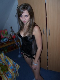 Shy beauty showing her